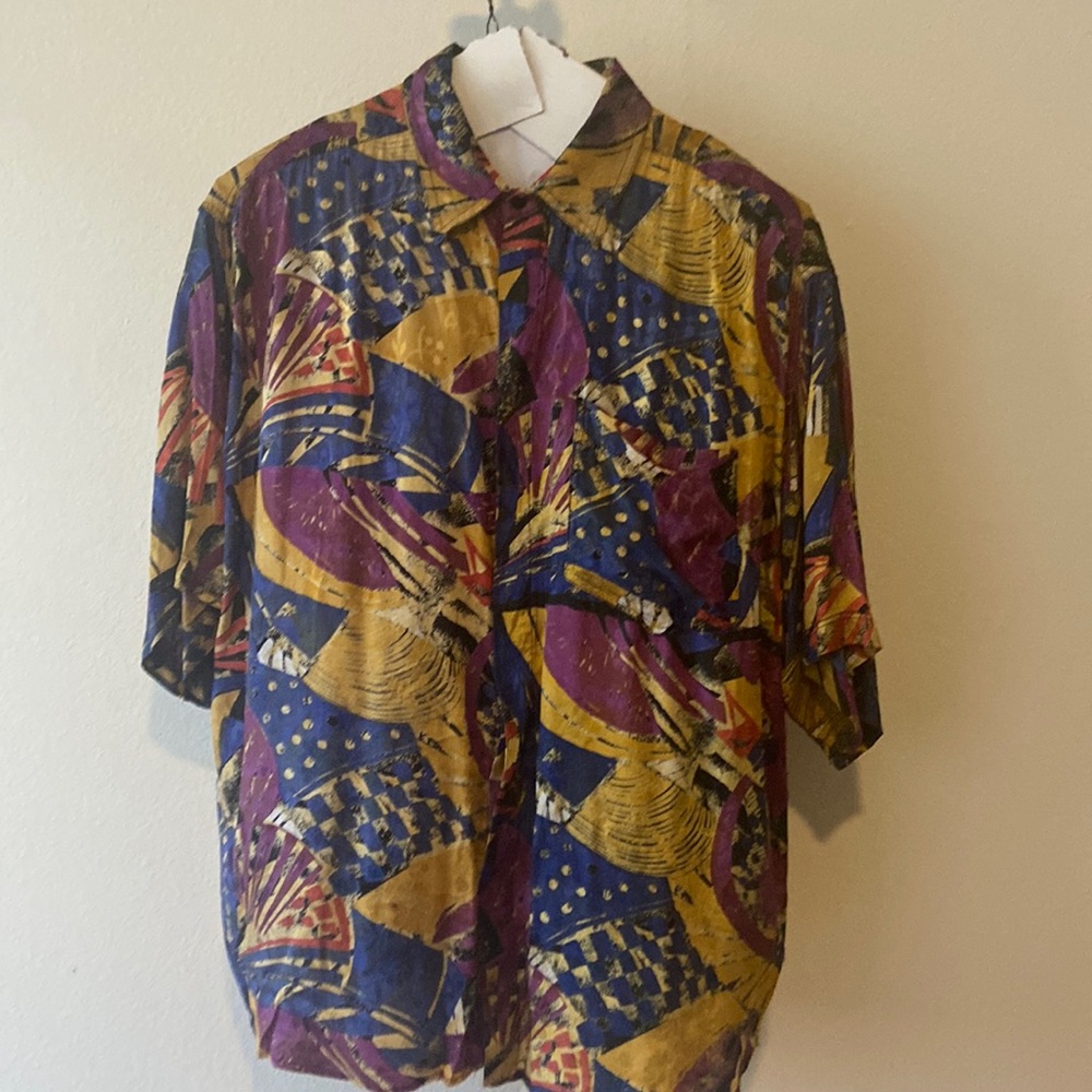 Vintage 100% Rayon Men's Button Down Shirt